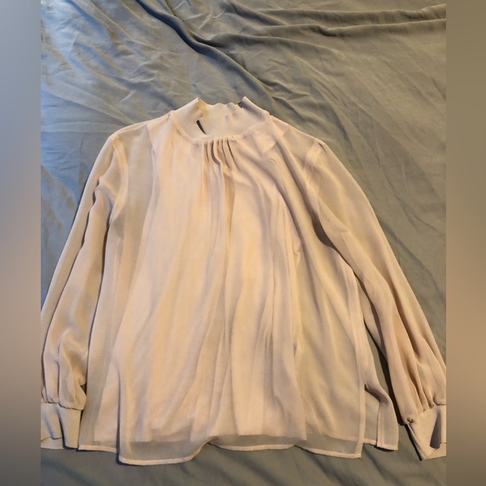 Reiss - dusty rose mock neck blouse